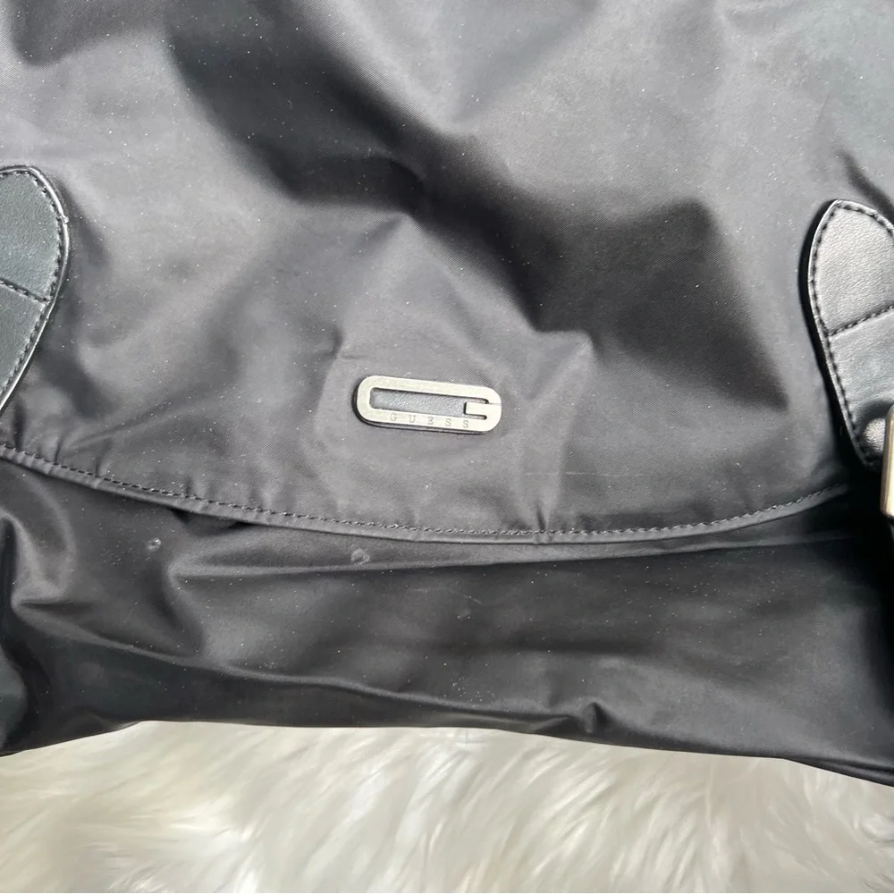 Guess Black and Silver Latched Crossbody Satchel Shoulder Purse Bag